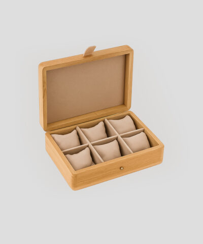 Coffret cadeau pour homme en bois élégant avec 6 compartiments pour montres, parfait pour ranger et protéger les montres, idéal comme cadeau raffiné.