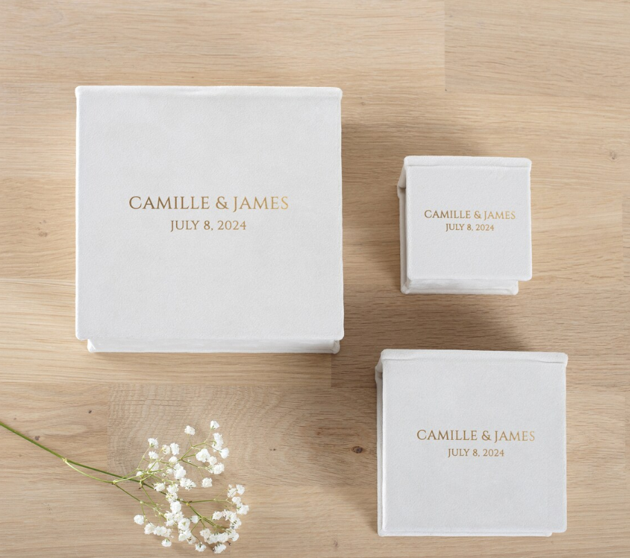 Boîte à alliance personnalisée élégante pour mariage
