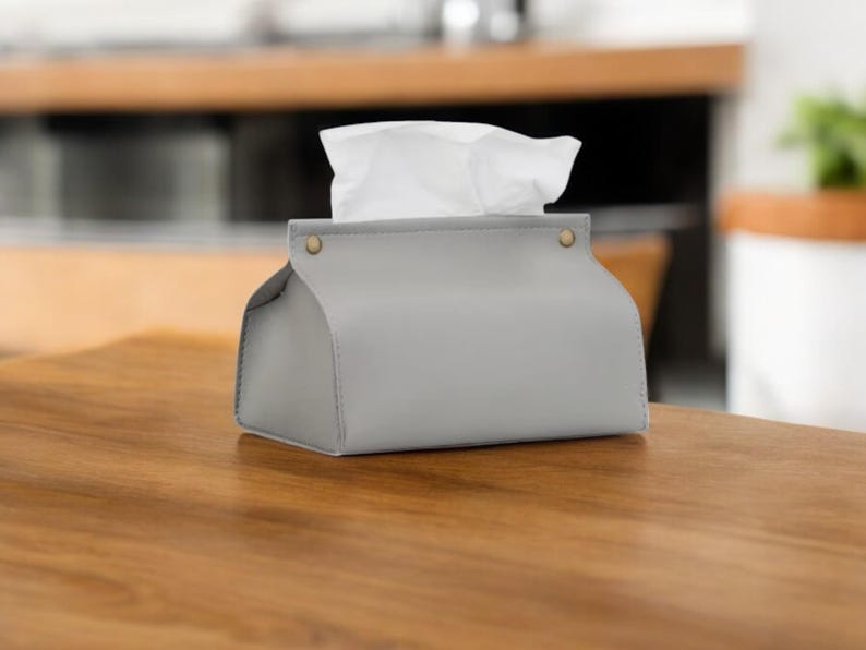 Boîte à mouchoirs en cuir design chic pour bureau ou décoration intérieure Une boîte à mouchoirs en cuir avec un style moderne et épuré, idéale pour un bureau haut de gamme.