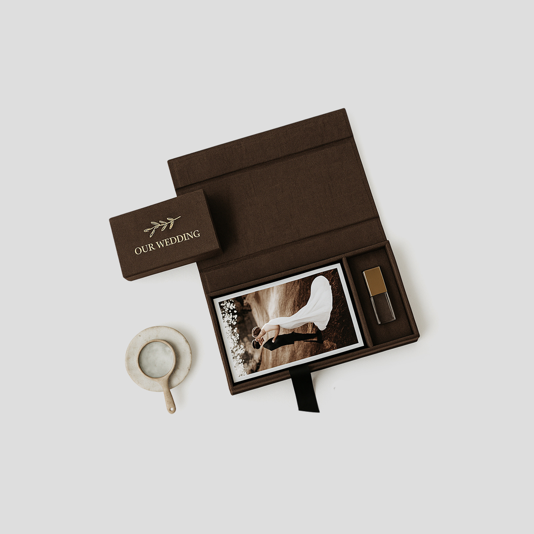 Coffret album photo, Boite à photos, Boîte rangement photo et clé USB élégante
