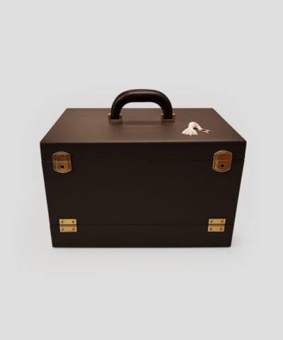 Coffret en cuir Coffret cadeau homme en cuir marron, multifonctionnel, pour bijoux, accessoires et documents précieux, idéal pour bureau ou usage personnel.