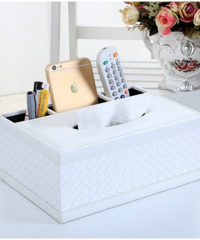 Boite de mouchoir personnalisé Distributeur de mouchoirs noir en cuir pour bureau, accessoire design et pratique signé Packity