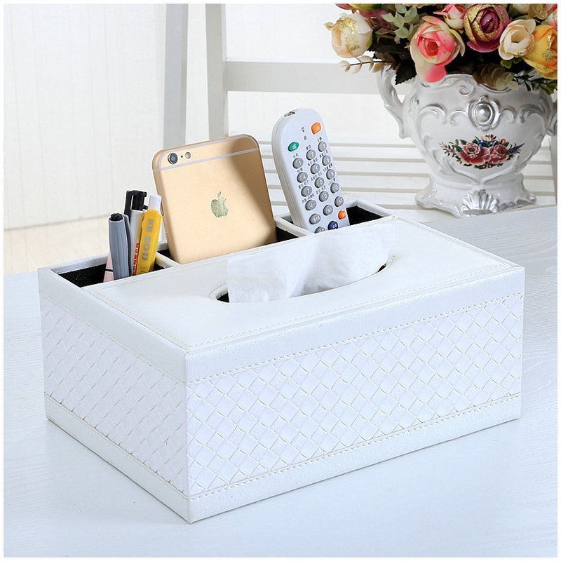 Boite de mouchoir personnalisé Distributeur de mouchoirs noir en cuir pour bureau, accessoire design et pratique signé Packity