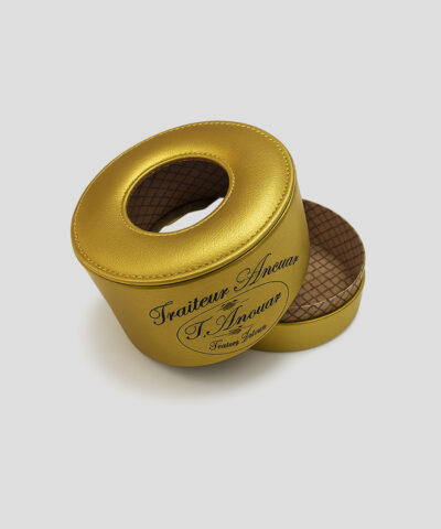Coffret à Mouchoirs Rond Doré Boite à mouchoirs personnalisée - Packity.