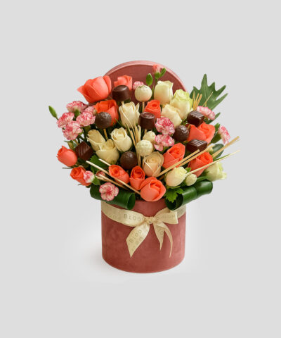Coffret de fleurs personnalisé – coffret cadeau fleurs avec décorations festives