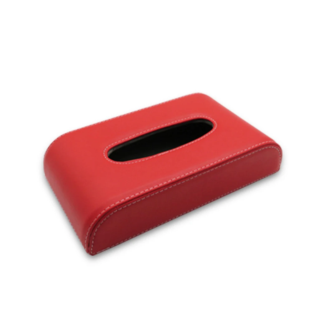 Distributeur de mouchoirs en cuir noir pour voiture, parfait pour un usage élégant et pratique avec un design rectangulaire signé Packity