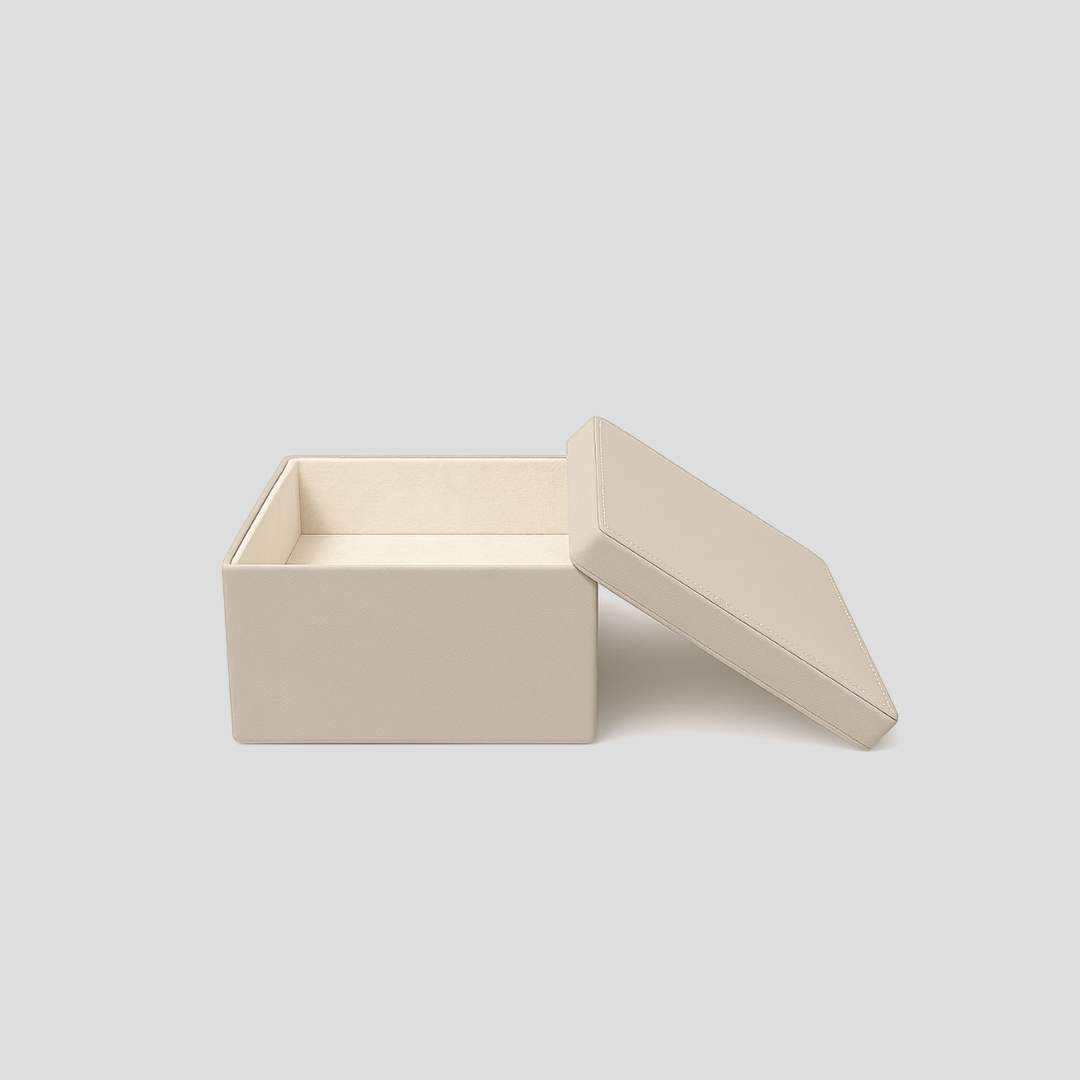 Coffret cadeau vide rectangulaire beige et boîte rangement élégante