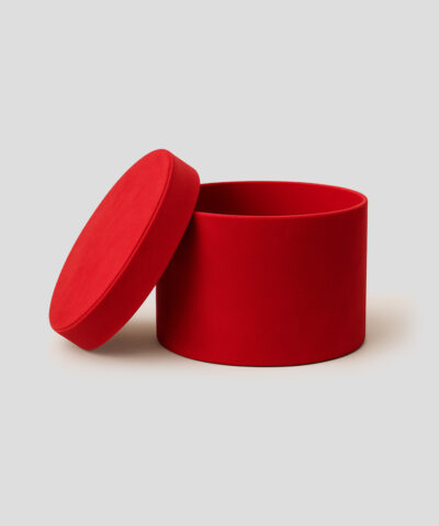 Coffret rond rouge vide pour cadeau élégant - Emballage décoratif de luxe.