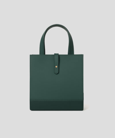 Coffret personnalisé de luxe vert foncé avec anse pour packaging sur mesure B2B au Maroc.