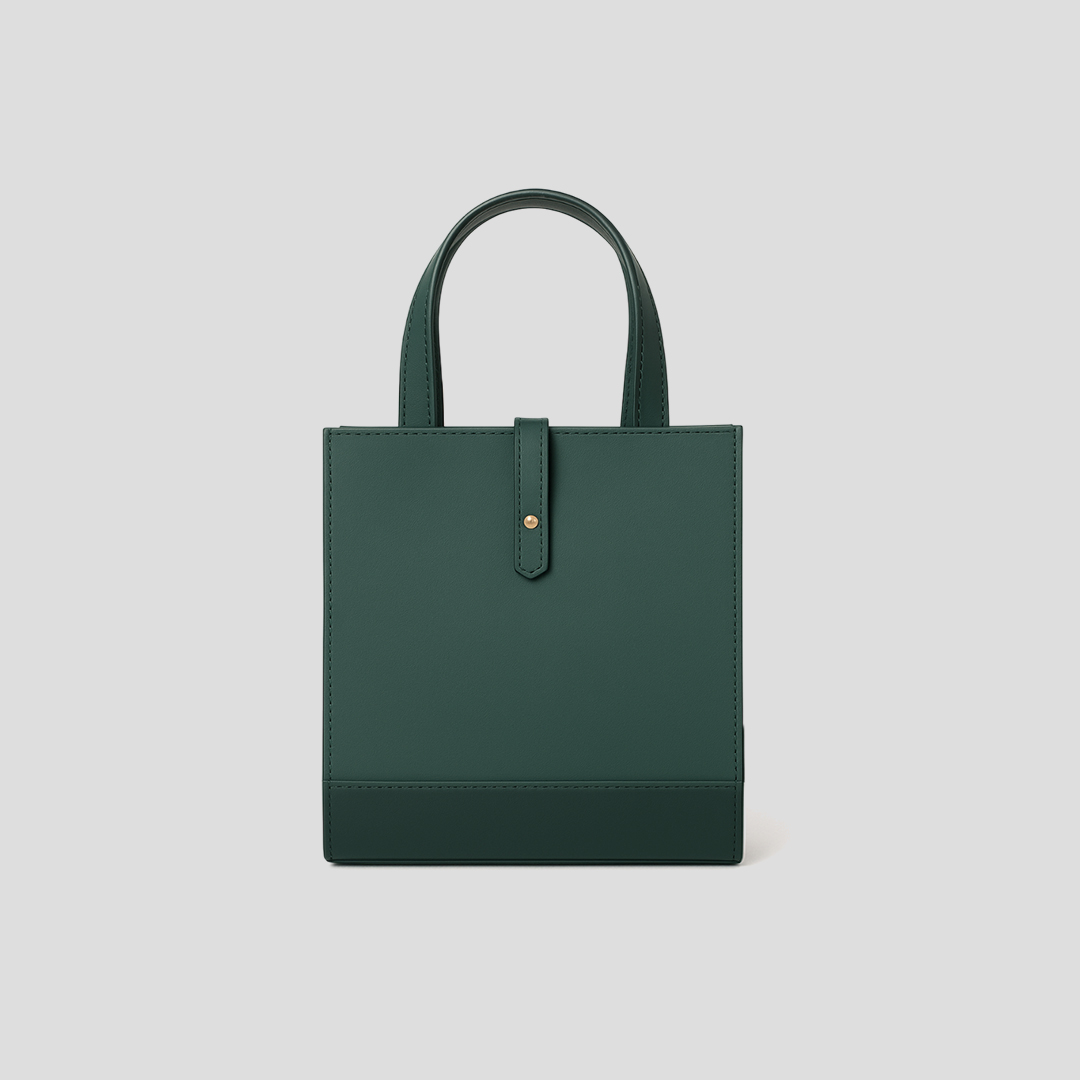 Coffret personnalisé de luxe vert foncé avec anse pour packaging sur mesure B2B au Maroc.