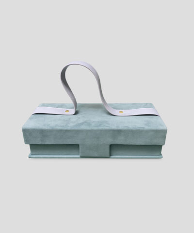 Coffret en velours personnalisé bleu ciel B2B pour emballage de luxe sur mesure - Packity