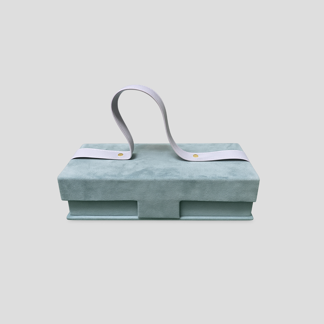 Coffret en velours personnalisé bleu ciel B2B pour emballage de luxe sur mesure - Packity