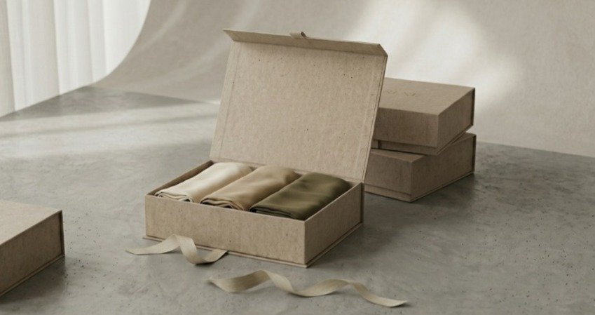 Coffret de packaging premium sur-mesure illustrant l'impact du design haut de gamme et du neuromarketing dans une stratégie B2B.